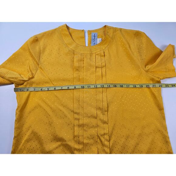 Norton mcnaughton vintage 12 yellow polkadot frill blouse short sleeve relaxed ^ - Picture 8 of 8